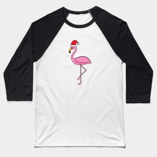 Christmas Flamingo with Santa Hat Baseball T-Shirt